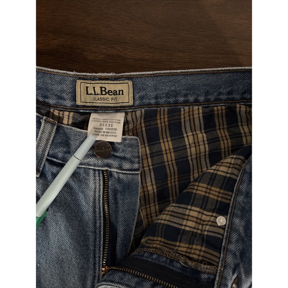 LL Bean Classic Fit Jeans Mens 32x32 Flannel Lined Straight Denim Workwear Vtg - Picture 2 of 14